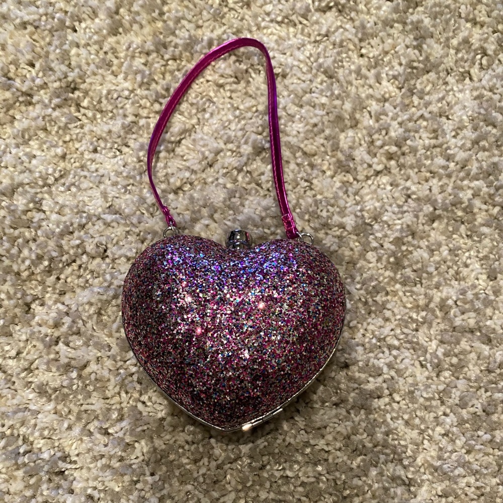 girls glittery heart purse